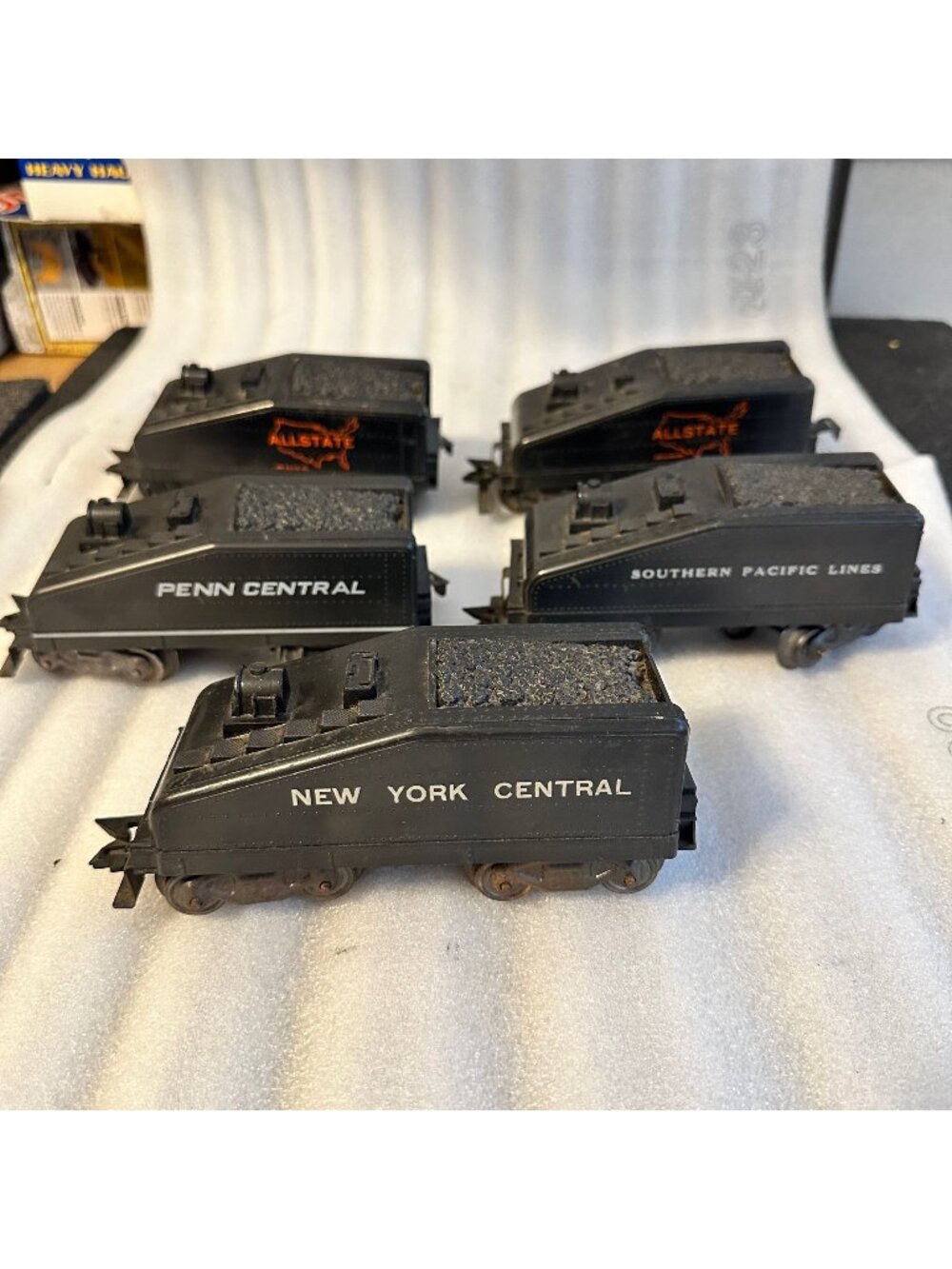 Lot of five Vintage Marx Toy Plastic Tenders New York Central Penn Allstate